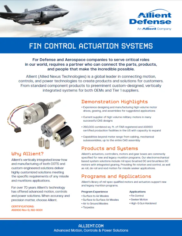 Fin Control Actuation Systems Flyer