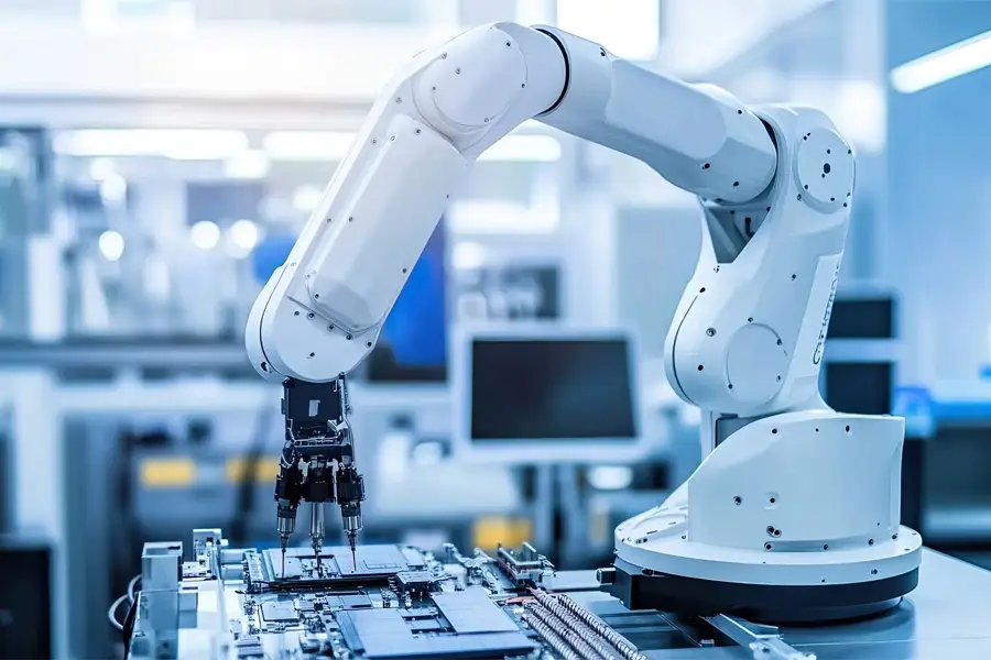 Are there motors specific to robots and cobots? Image showing industrial robot and collaborative robot applications