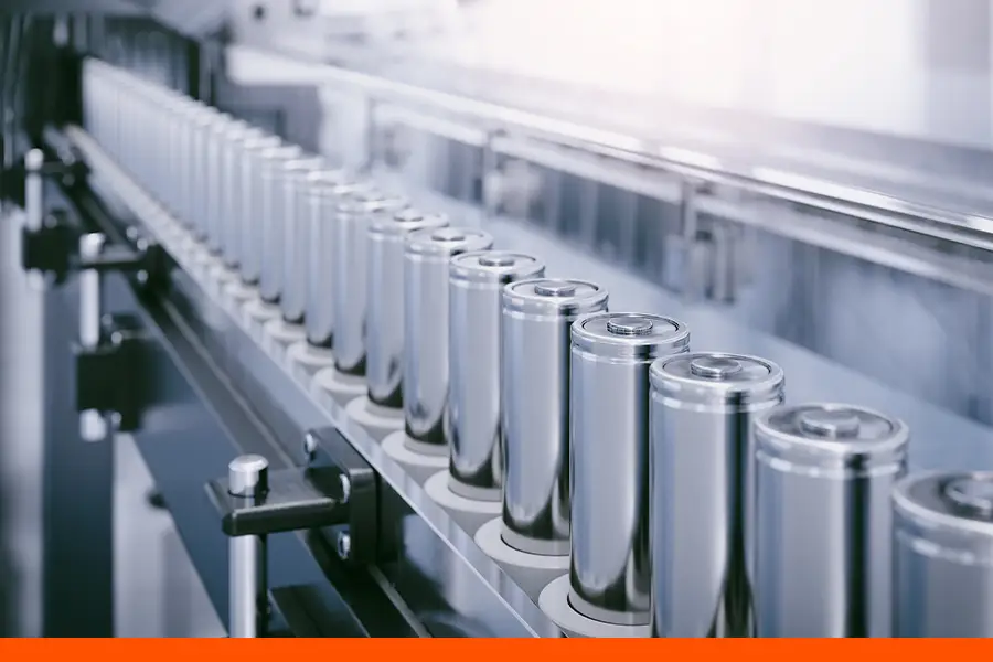 EV Battery Production line for lithium battery cells for the automotive industry.