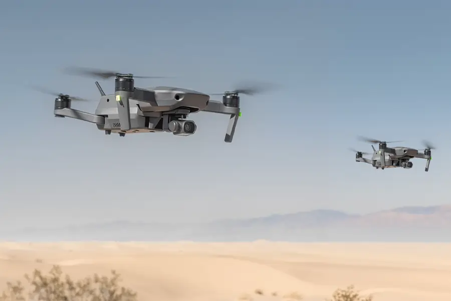 Defense UAS drones over desert