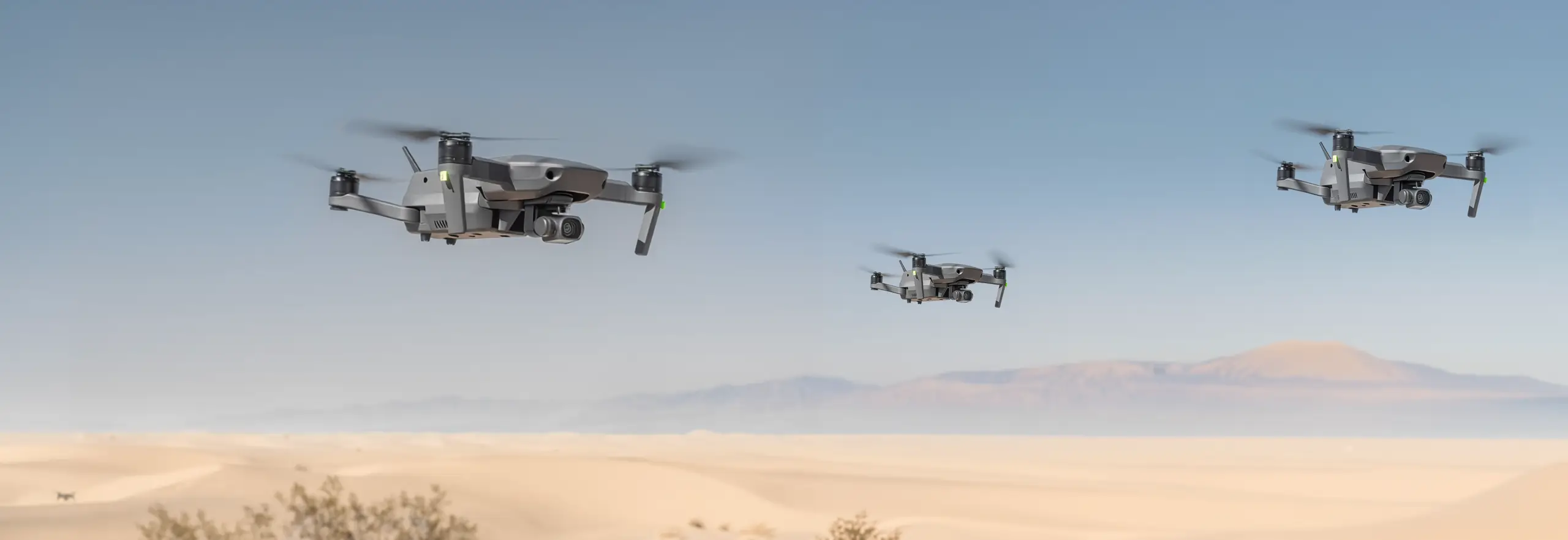 Defense UAS drones over desert