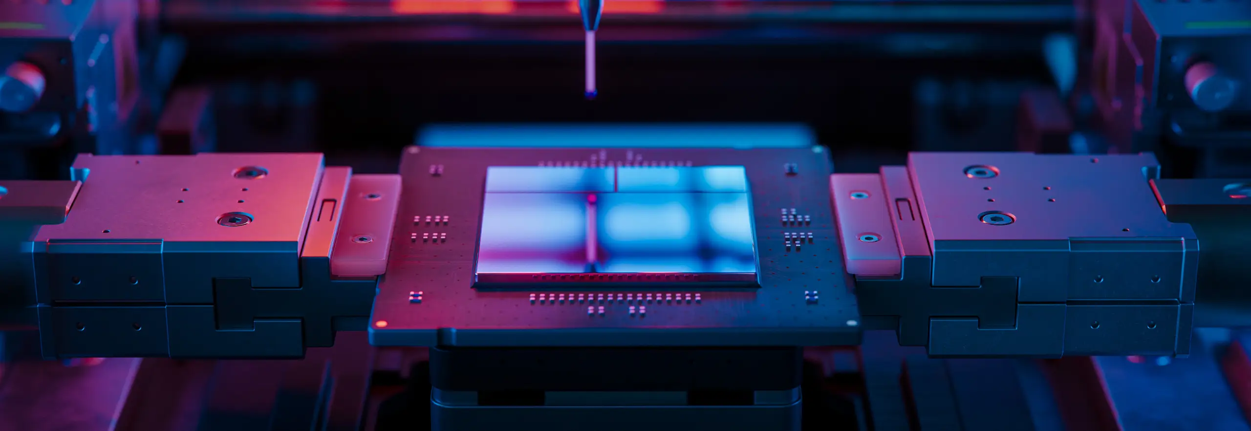 Microchip on Conveyor Line during Production and Packaging Process on Semiconductor Fab