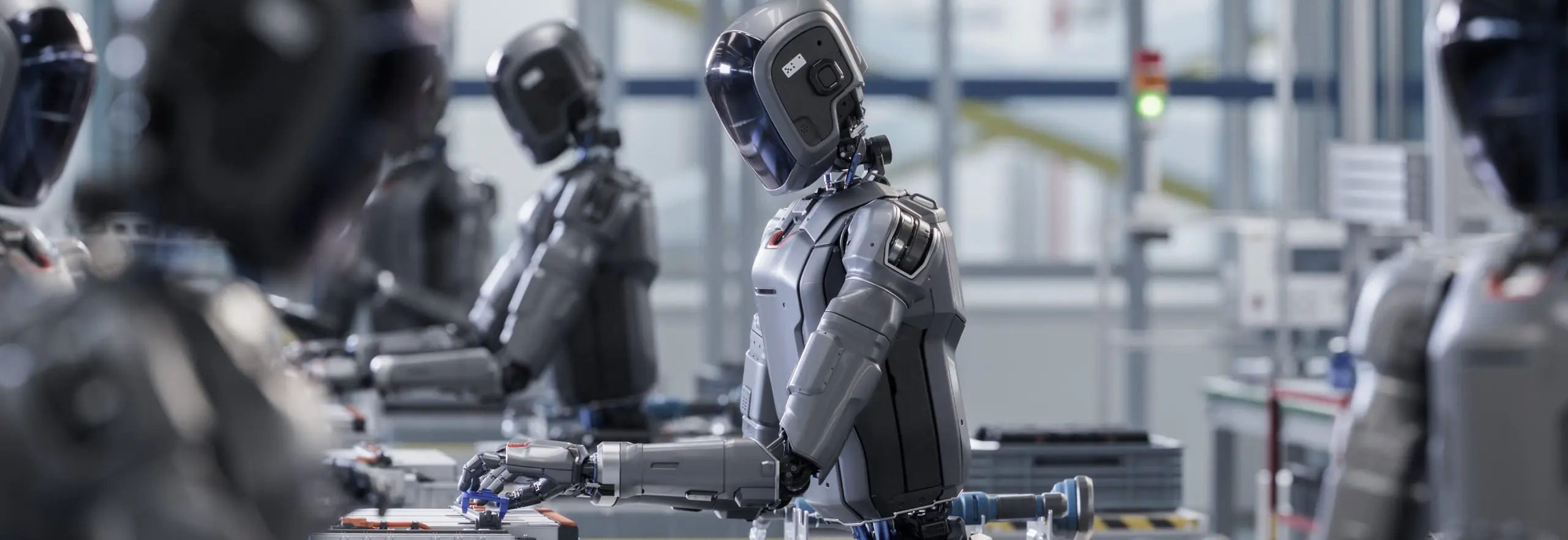 Humanoid robot in a factory