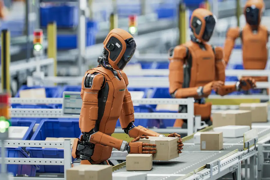 Humanoid Robotics In Production Facility.