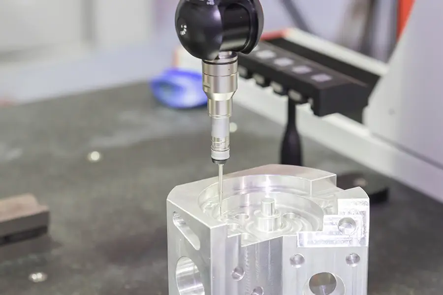 Inspection dimension aluminum automotive parts by CMM in factory
