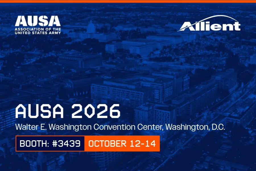 Allient will be at AUSA 2026, taking place October 12–14 in Washington, D.C.